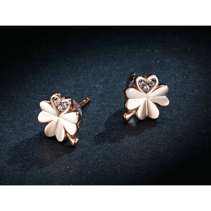 Σκουλαρίκι Bamoerα Καρφωτά BSE233, Κυβική Ζιρκόνια, Ασήμι 925, Ροζ Χρυσό