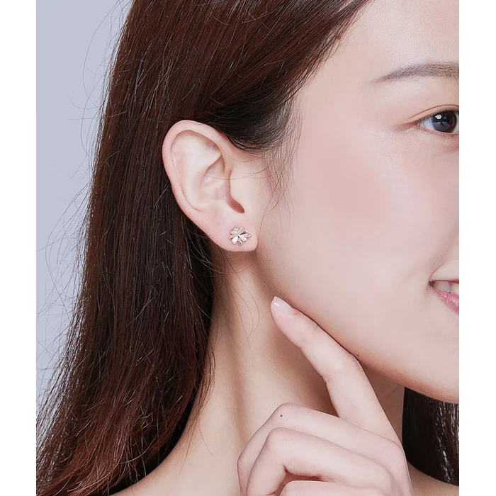 Σκουλαρίκι Bamoerα Καρφωτά BSE233, Κυβική Ζιρκόνια, Ασήμι 925, Ροζ Χρυσό