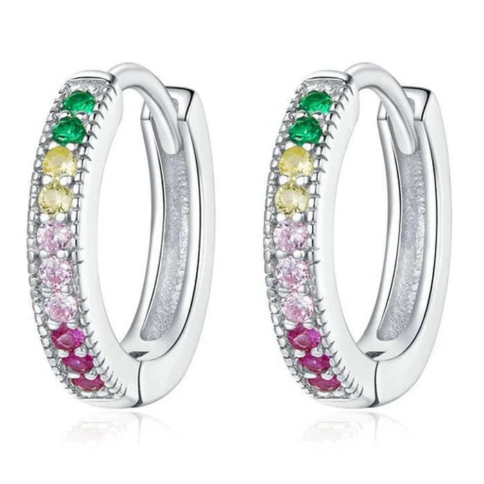 Σκουλαρίκι Bamoerα Κρίκοι BSE459, Κυβική Ζιρκόνια, Ασήμι 925, Ασημί