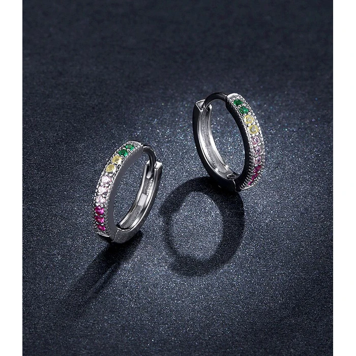 Σκουλαρίκι Bamoerα Κρίκοι BSE459, Κυβική Ζιρκόνια, Ασήμι 925, Ασημί