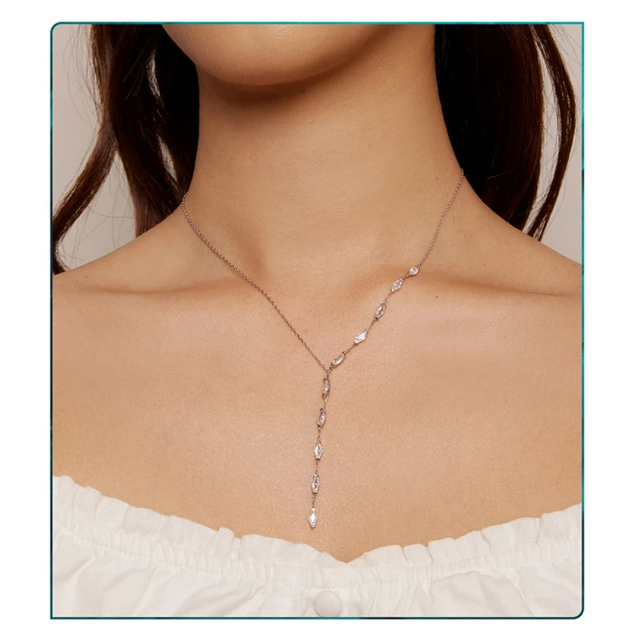 Κολιέ Bamoer BSN330 με Κυβική Ζιρκόνια, Ασήμι 925, Ασημί