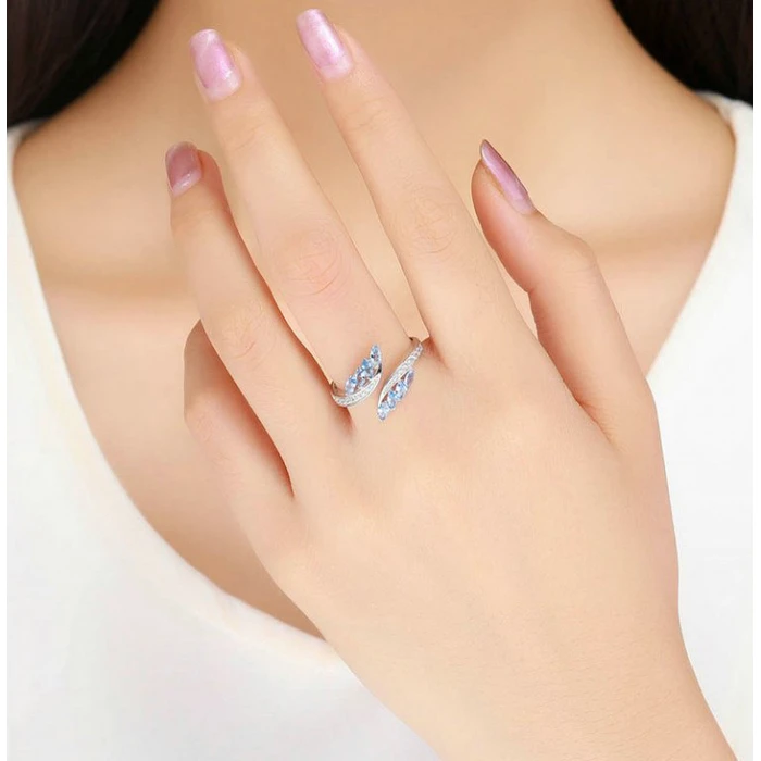 Δαχτυλίδι Bamoer Bsr005, Κυβική Ζιρκόνια, Ανοιγόμενο, Ασήμι 925, Ασημί