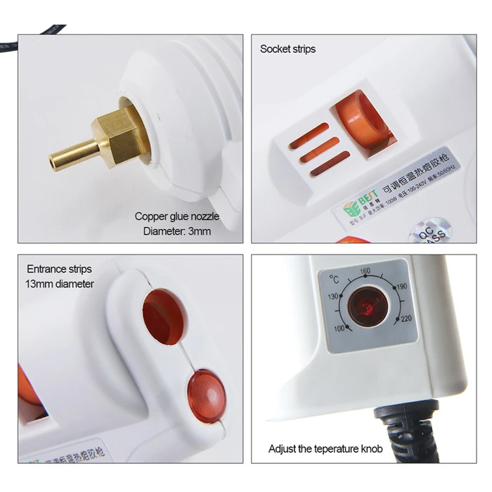 Πιστόλι Θερμοκόλλησης Best σιλικόνης BST-102B, 100W, ρυθμιζόμενη θερμοκρασία