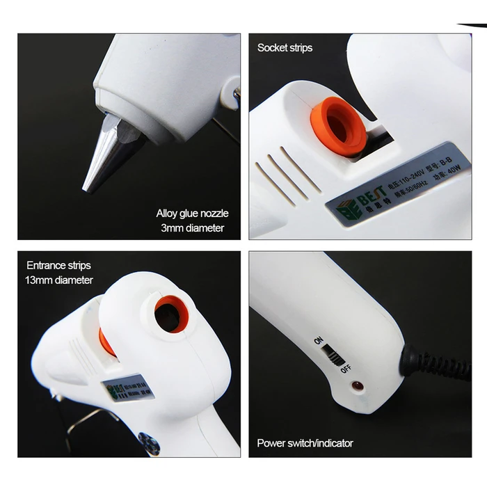 Πιστόλι θερμικής σιλικόνης Best BST-B-F, 40W, λευκό