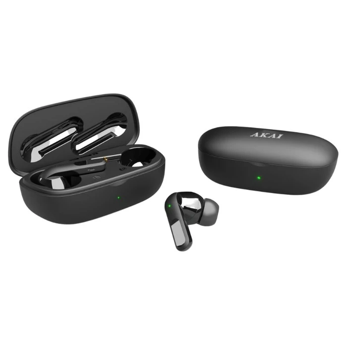 Bluetooth Handsfree Akai BTE-J20ANC Μαύρα V5.3 in-ear με βάση φόρτισης