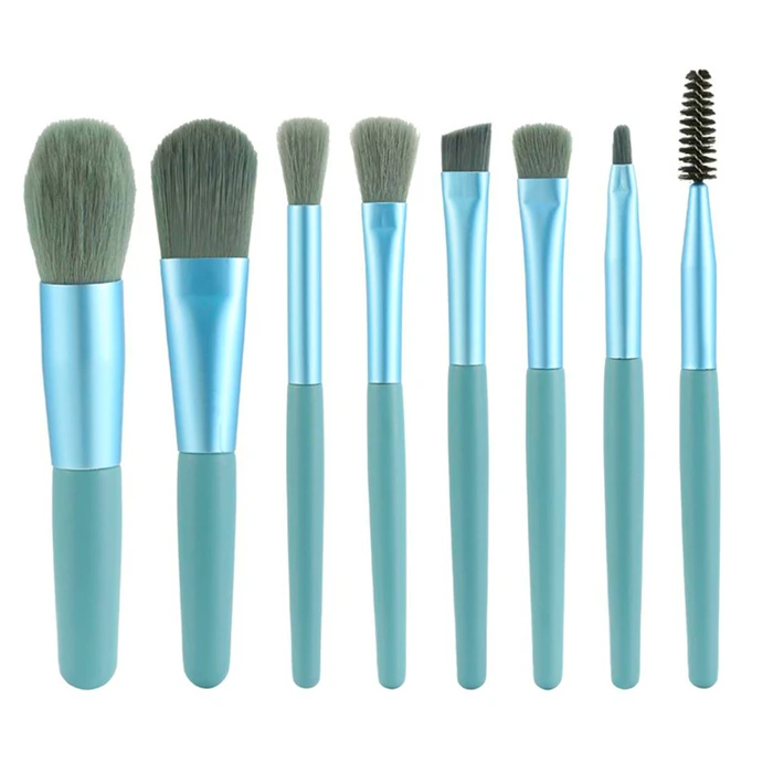 Σετ Πινέλων Μακιγιάζ BTHU-0015, μπλε, 8τμχ
