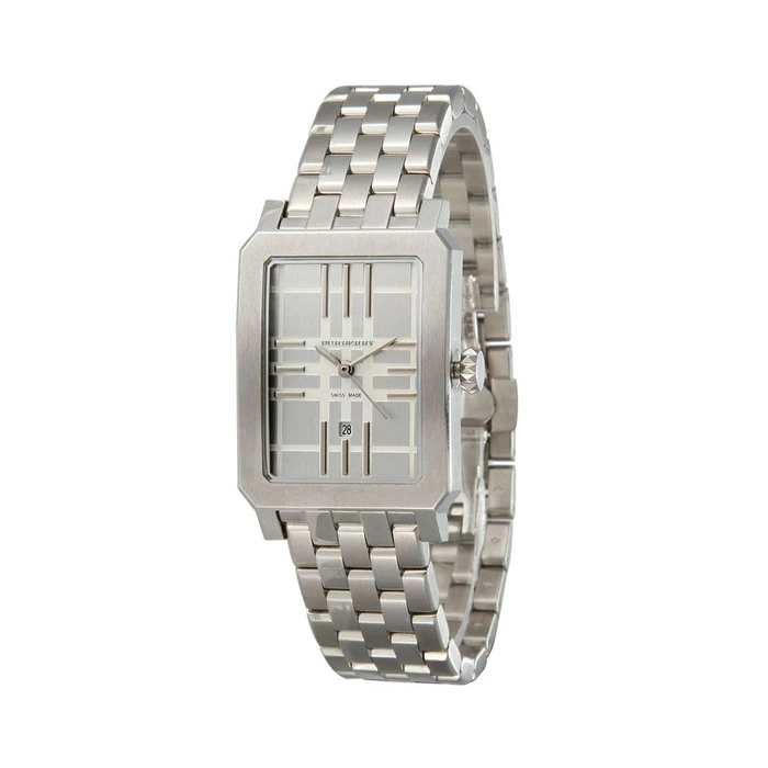 Ανδρικό Ρολόι Burberry Bu1901 (32mm) Μεταλλικό Μπρασελέ Ασημί