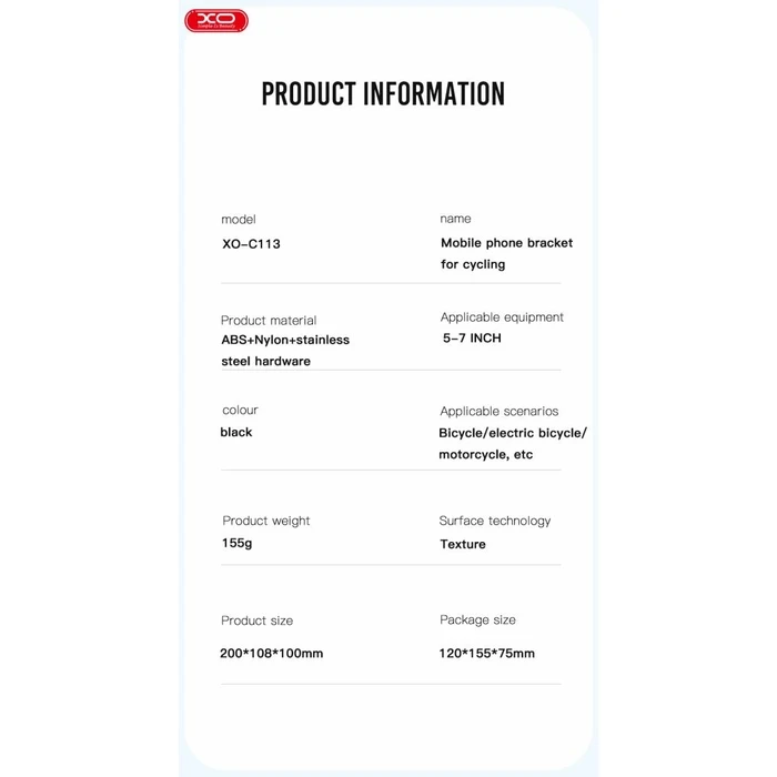 Βάση Κινητού Ποδηλάτου XO C113 / Μηχανής Holder