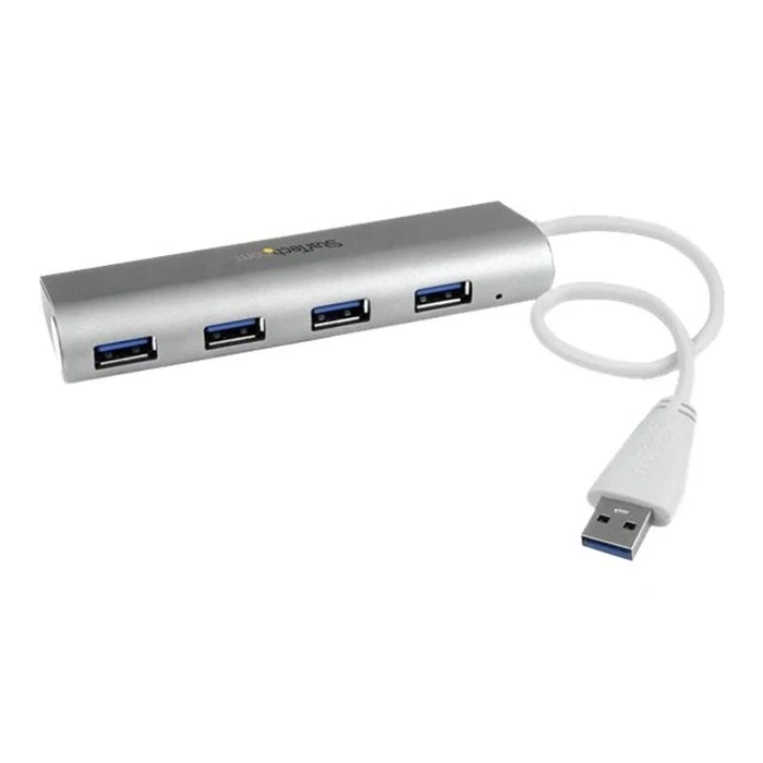 USB Hub StarTech Compact 3.0 with Built-in Cable - Aluminum - Silver - 4 ports