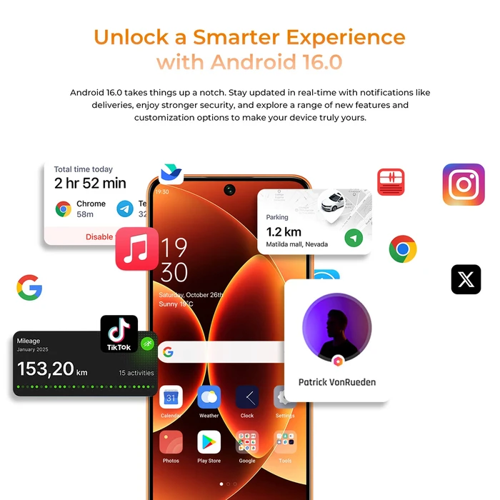 OUKITEL smartphone C26, 6.63", 6GB/128GB, 5150mAh, πορτοκαλί