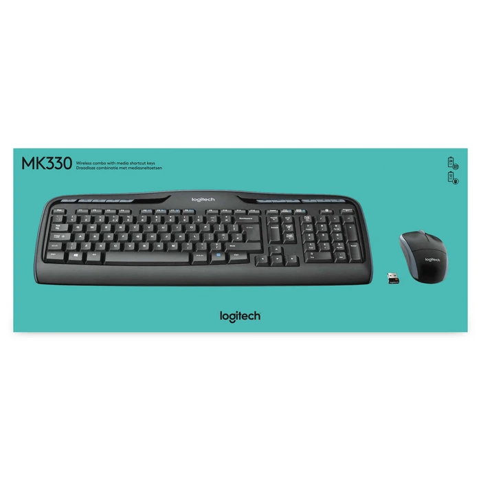 Σετ Πληκτρολόγιο Και Ποντίκι Ασύρματο Logitech MK330 RF QWERTY US International Black