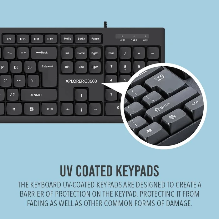 Πληκτρολόγιο Ενσύρματο Alcatroz USB and Xplorer C3600 Black