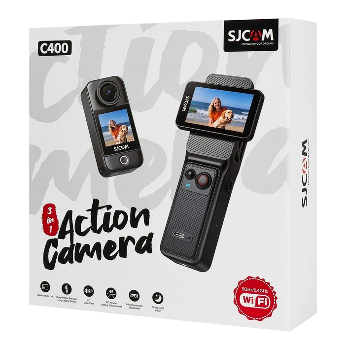 SJcam C400 512GB Action Camera 4K Ultra HD με Οθόνη Αφής 2.29" Μαύρη