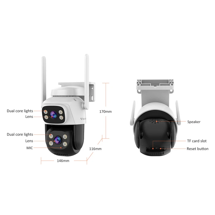 Smart Κάμερα Vstarcam C622Dr, Dual Lens, 2Mp, Wifi, Sd, Ptz, IP66