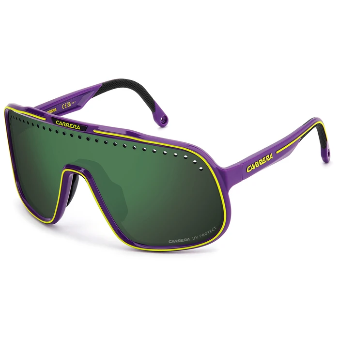 CARRERA C-SPORT-02 S 83W/MT Unisex Sunglasses (99/01/130 mm) — Purple Acetate Frame, Green Mirror Lenses, Category 3