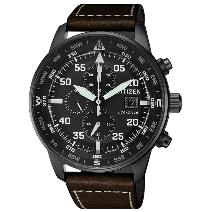 Ανδρικό Ρολόι Citizen Ca0695-17E (44mm) Δερμάτινο Λουράκι Καφέ