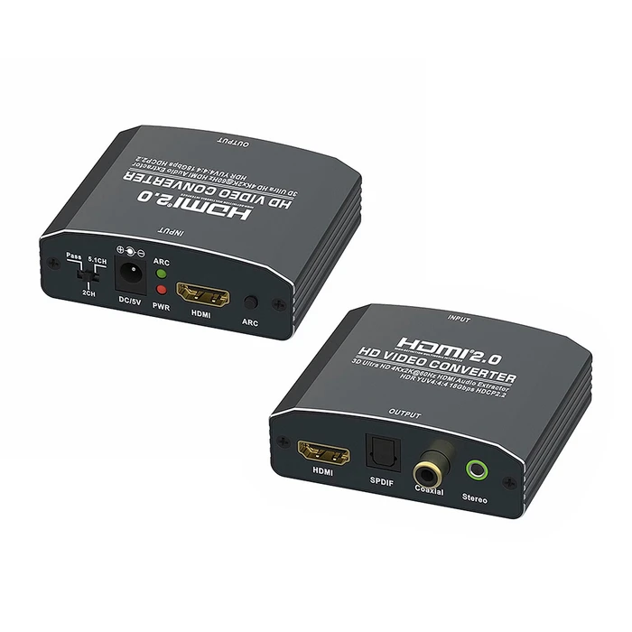 Αντάπτορας HDMI Powertech audio extractor CAB-H153, 4K/60Hz, γκρι