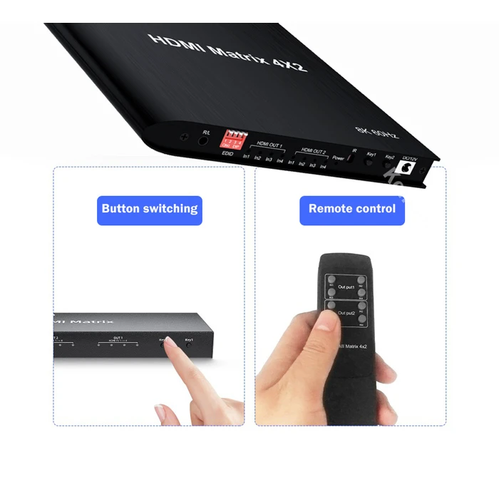 HDMI Switch matrix CAB-H155, 4-in σε 2-out, 8K/60Hz, HDR/HDCP, μαύρο