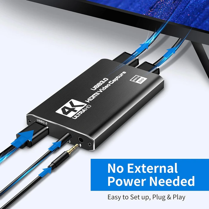 Αντάπτορας HDMI Powertech video capture CAB-H164, USB σύνδεση, 4K/60Hz, μαύρο