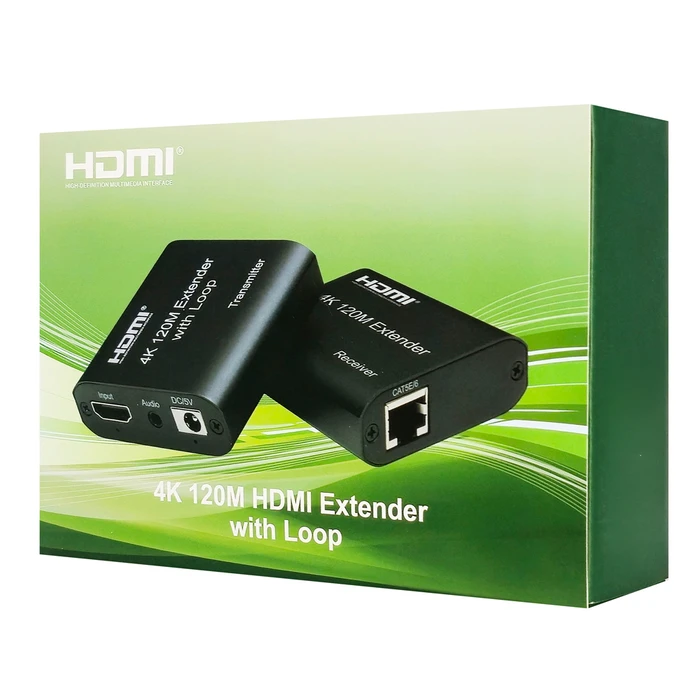 Powertech Hdmi Video Extender Cab-h195 Μέσω Καλωδίου Rj45 4k/30hz Loop Έως 120m Powertech