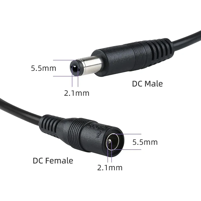 Καλώδιο Επέκτασης Powertech Dc Cab-P030, 5.5 X 2.1Mm, 10M, Μαύρο