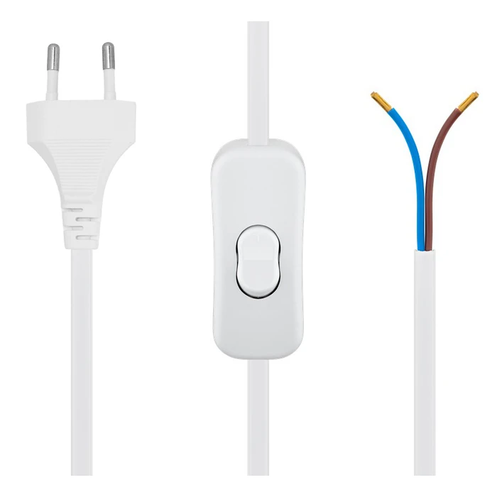 POWERTECH Power Cable with Switch CAB-P041 2x 0.75mm2 1.5m White