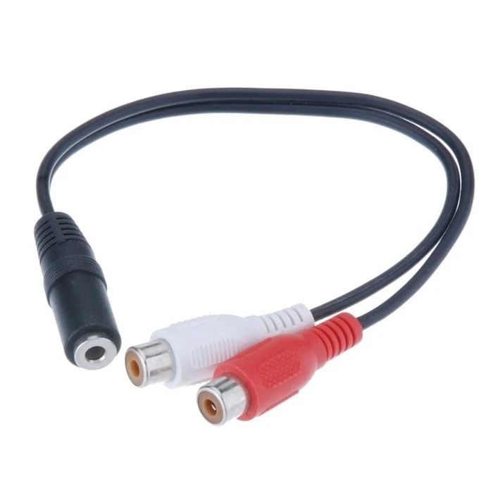 Καλώδιο 3.5mm Θηλυκό Powertech Σε 2x Rca Θηλυκό Cab-R012 0.20m Μαύρο