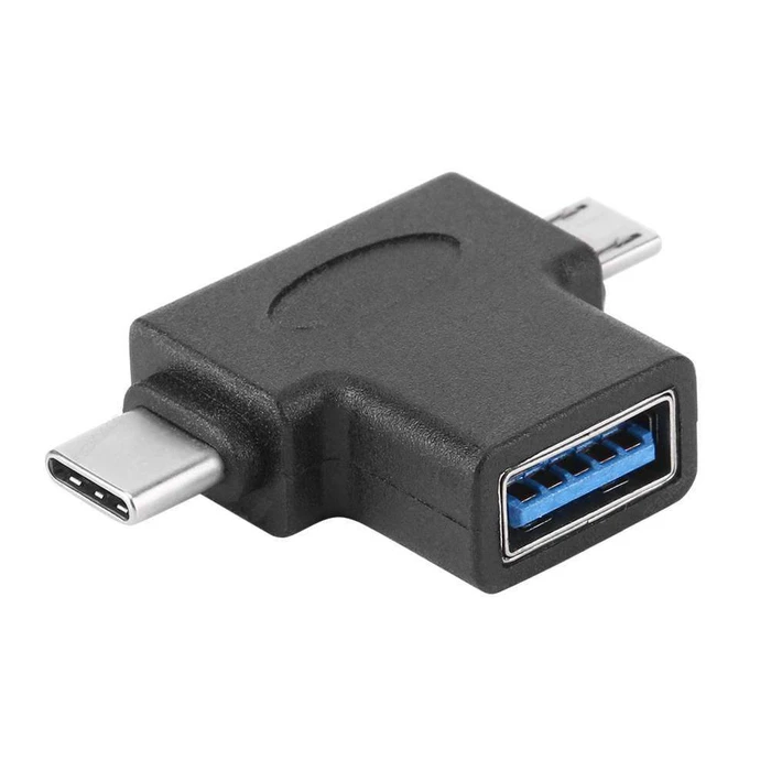 Αντάπτορας USB Powertech σε USB-C & Micro USB CAB-U117, 5Gbps, μαύρος