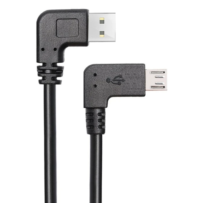 Καλώδιο USB Powertech σε USB Micro CAB-U132, 90°, Easy USB, 0.5m, μαύρο