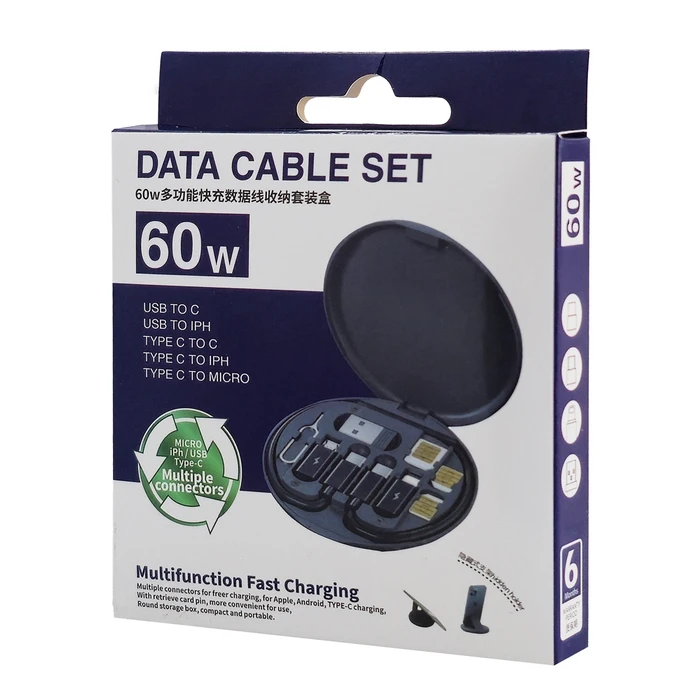 Καλώδιο USB Powertech All In One Κιτ & Αντάπτορες Cab-U161, 60W, 30cm, Μαύρο