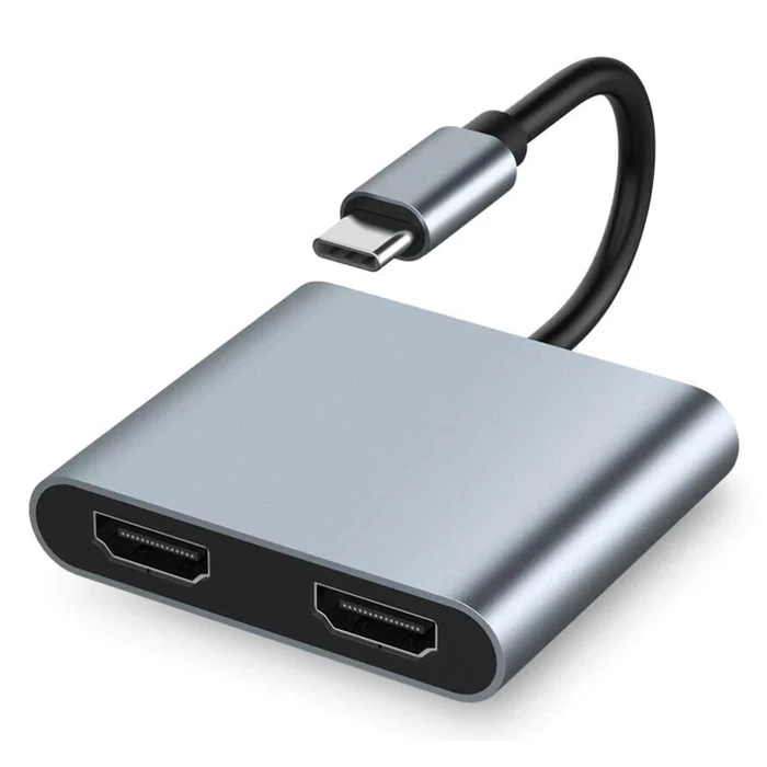 Docking Station Powertech CAB-Uc083, 4 Θυρών, USB-C, 4K, 100W, Γκρι