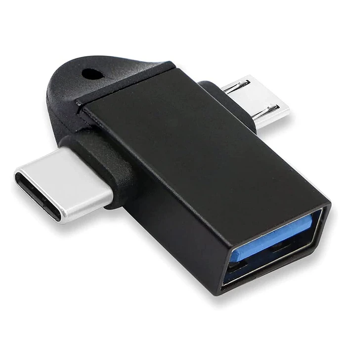 Αντάπτορας USB Powertech σε USB-C & micro USB CAB-UC090, 5Gbps, Μαύρος