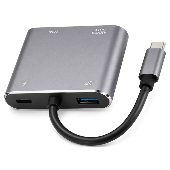 POWERTECH Docking Station USB-C 4 θυρών HDMI 4K PD 100W Γκρι (CAB-UC101)