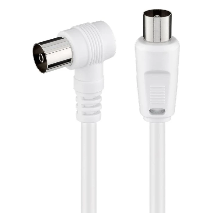 Καλώδιο Κεραίας RF Powertech αρσενικό - RF θηλυκό CAB-V040, γωνιακό, λευκό, 1.5m