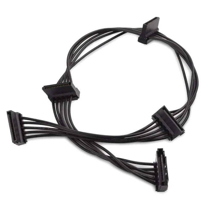 Καλώδιο SATA Powertech 15pin σε 4x SATA 15pin CAB-W038, 40cm, μαύρο