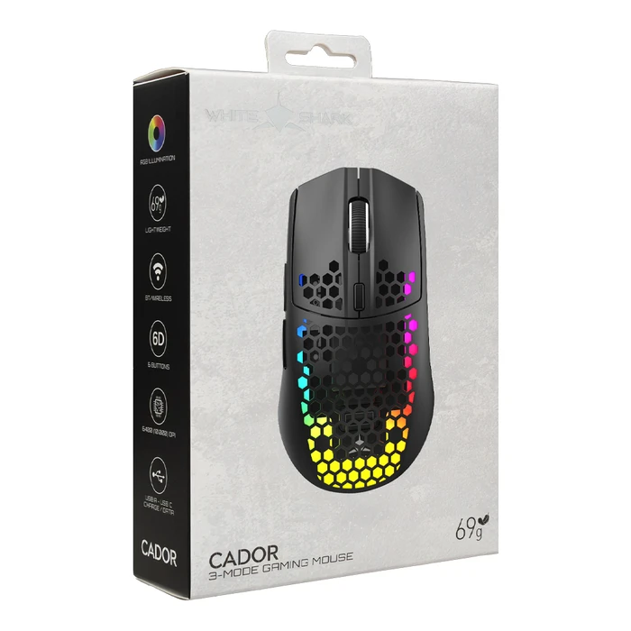 White Shark WGM-5020 Ασύρματο RGB Gaming Ποντίκι 6400 DPI Μαύρο