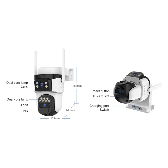 Ηλιακή Κάμερα Vstarcam Smart CB621DR, dual lens, 3MP, WiFi, SD, PTZ, IP66