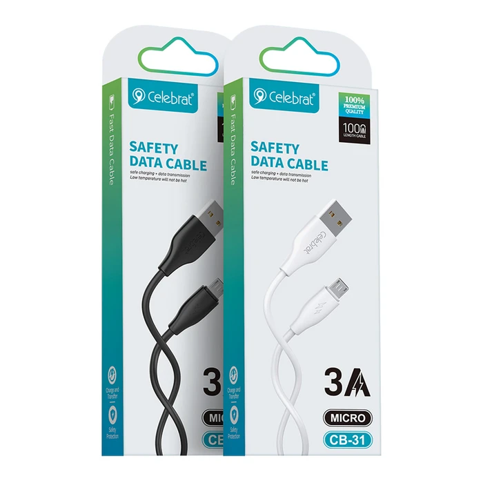 Καλώδιο USB Celebrat micro σε USB CB-31, 15W, 480Mbps, 1m, λευκό