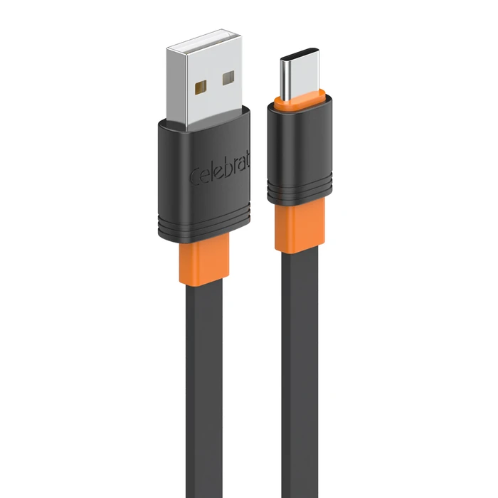 Καλώδιο USB-C Celebrat σε USB CB-33C, flat, 15W, 1m, μαύρο