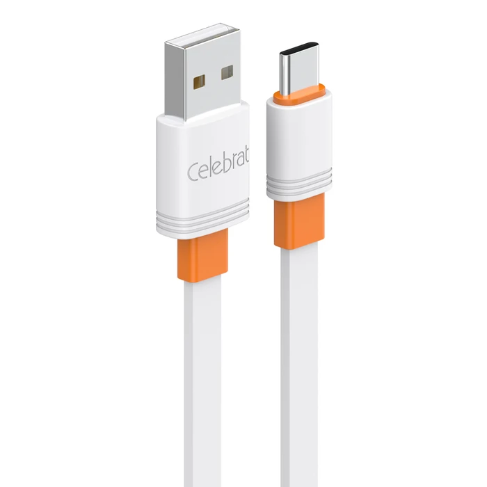 Καλώδιο USB-C Celebrat σε USB CB-33C, flat, 15W, 1m, λευκό