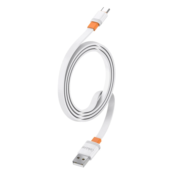 Καλώδιο USB-C Celebrat σε USB CB-33C, flat, 15W, 1m, λευκό
