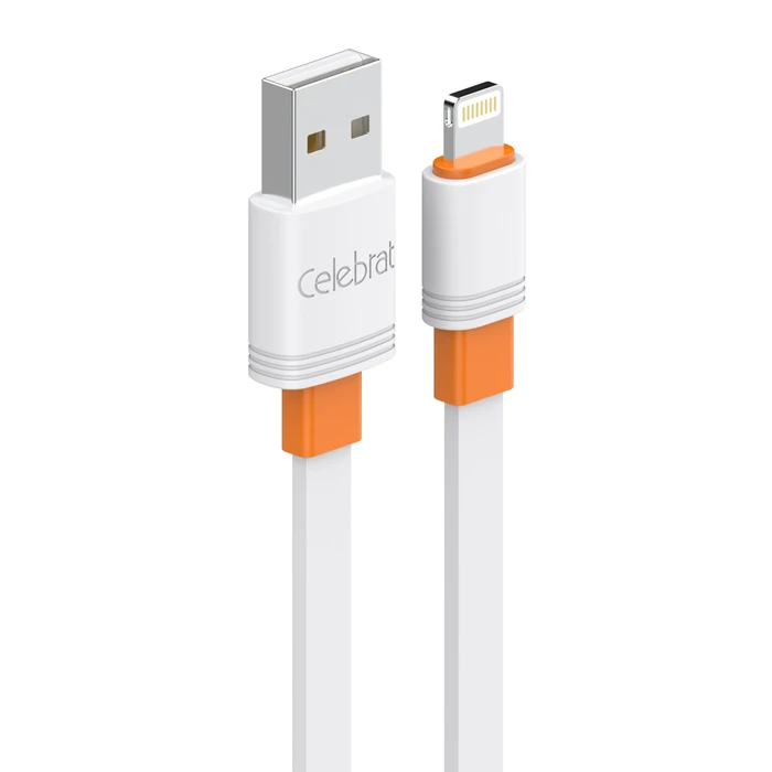 Καλώδιο Lightning Celebrat σε USB CB-33L, flat, 12W, 1m, λευκό