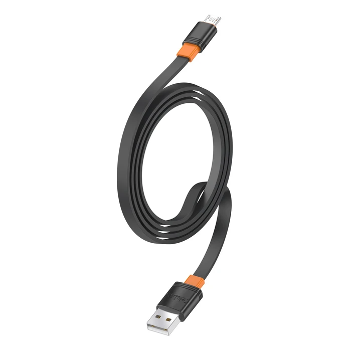 Καλώδιο USB Celebrat micro USB σε USB CB-33M, flat, 10.5W, 1m, μαύρο