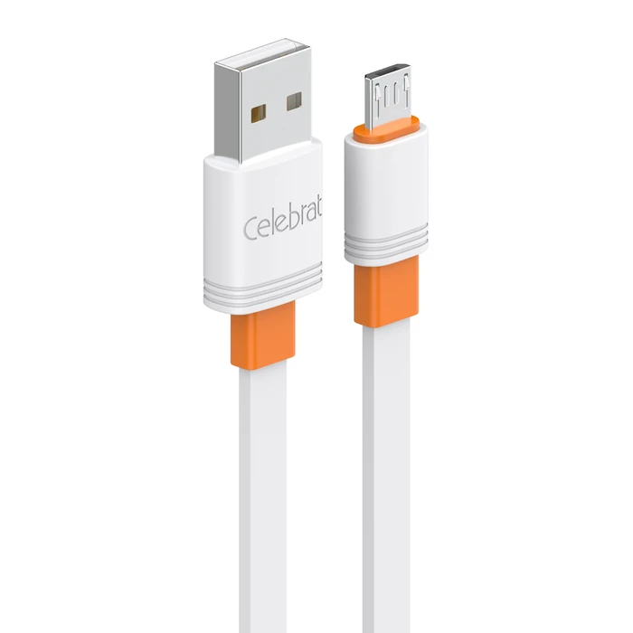 Καλώδιο USB Celebrat micro USB σε USB CB-33M, flat, 10.5W, 1m, λευκό