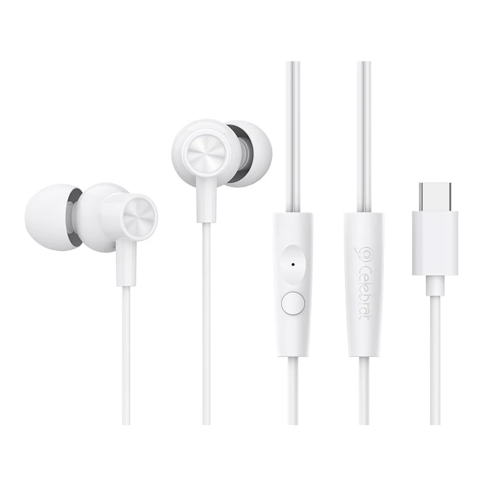 Handsfree Ακουστικά Celebrat G38, USB-C σύνδεση, 10mm, 1.2m, Λευκά