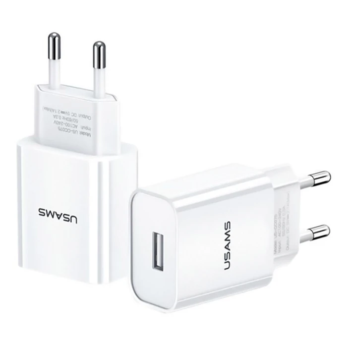 Φορτιστής Πρίζας Usams T18, 1x USB, 2.1A, λευκός