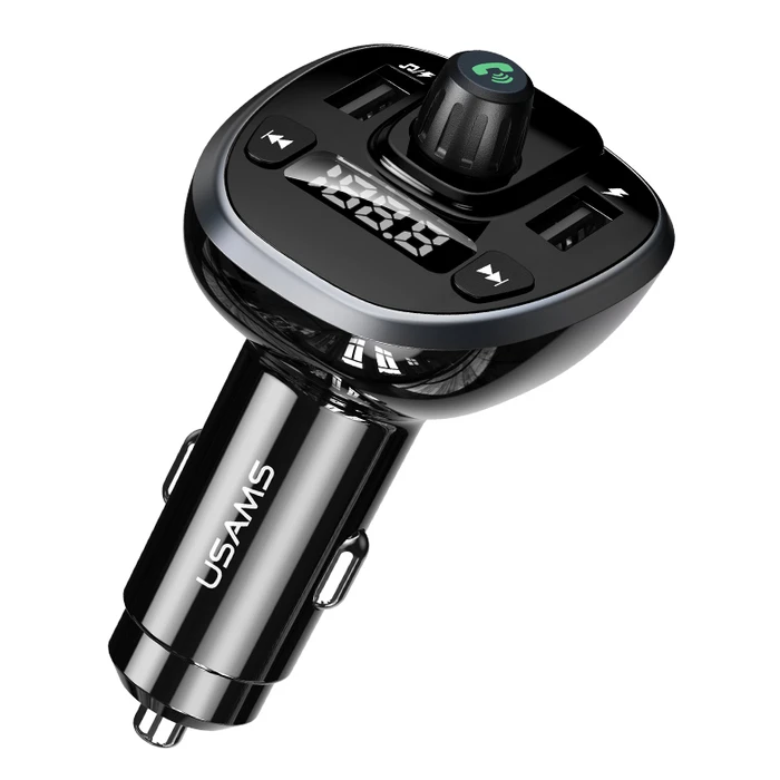 FM transmitter Usams με οθόνη US-CC115, 2x USB, SD card, 3.4A, μαύρο