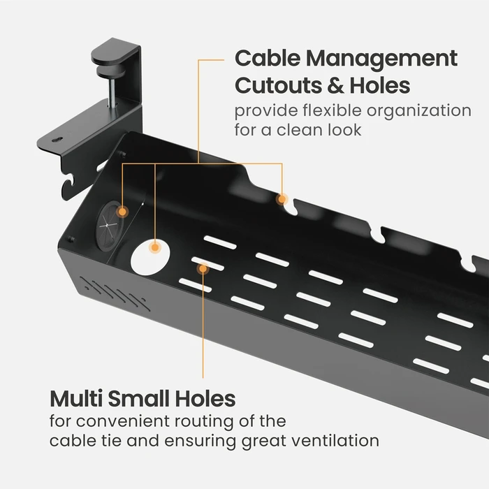 BRATECK Cable Management Γραφείου CC11-22-2, Μεταλλικό, 894x167x196 mm, Μαύρο