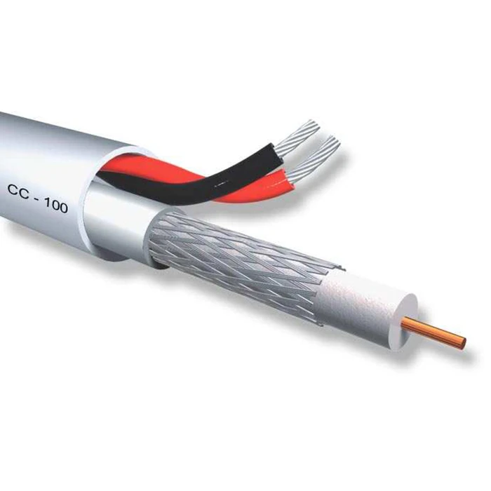 Καλώδιο CCTV Accordia CC-100, Mini RG 59/2x 0.50mm2, 75 ohm, White, 100m