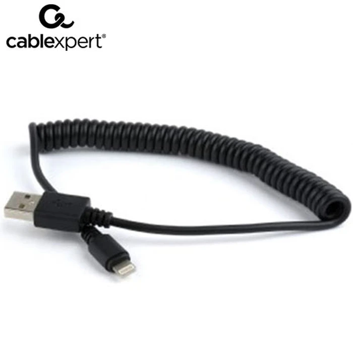 Καλώδιο Lightning Cablexpert Lightning SYNC and SPIRAL for iPhone 1.5m Black